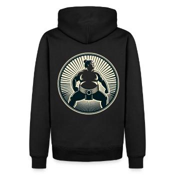 Sumo - Männer Premium Bio Hoodie - Schwarz - Hinten - Nico (187cm)