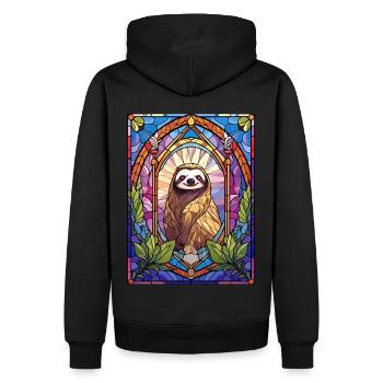 Cute Geometric Sloth Mammal Wildlife Stained Glass - Männer Premium Bio Hoodie - Schwarz - Hinten - Nico (187cm)