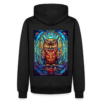 Geometric Animal Mystic Owl Stained Glass Wildlife - Männer Premium Bio Hoodie - Schwarz - Hinten - Nico (187cm)