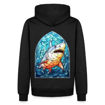 Geometric Shape Shark Marine Wildlife Stained Glas - Männer Premium Bio Hoodie - Schwarz - Hinten - Nico (187cm)