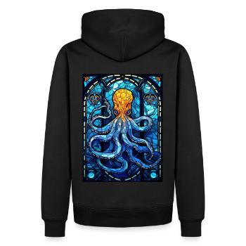 Geometric Animal Stained Glass Octopus Zoology Wil - Männer Premium Bio Hoodie - Schwarz - Hinten - Nico (187cm)