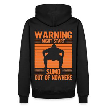 L’avertissement pourrait déclencher le sumo de nulle part - Sweat à capuche Premium bio Homme - noir - Dos - Nico (187cm)