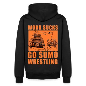 Le travail craint Go Sumo Wrestling - Sweat à capuche Premium bio Homme - noir - Dos - Nico (187cm)