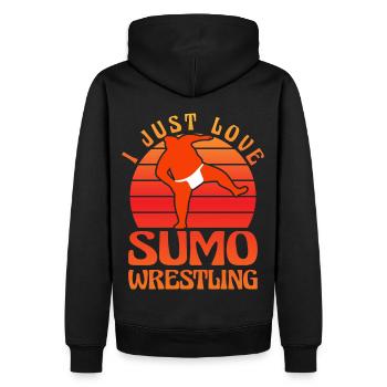 J’adore la lutte sumo - Sweat à capuche Premium bio Homme - noir - Dos - Nico (187cm)