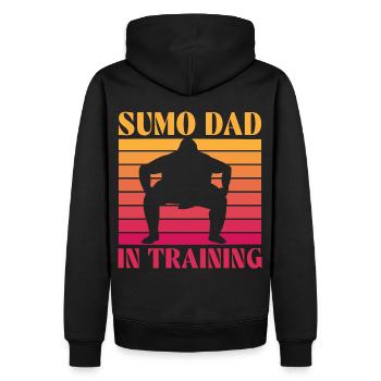 Papa sumo en formation - Sweat à capuche Premium bio Homme - noir - Dos - Nico (187cm)