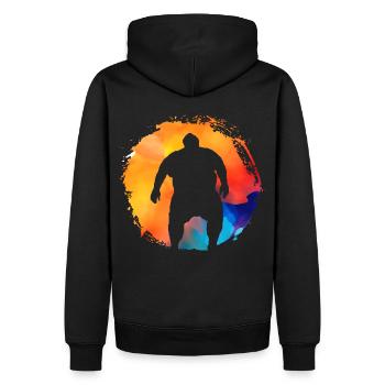 Sumo retro - Männer Premium Bio Hoodie - Schwarz - Hinten - Nico (187cm)