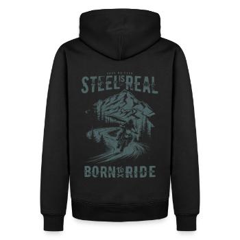 Motorrad Motocross Motorsport Born to Ride - Männer Premium Bio Hoodie - Schwarz - Hinten - Nico (187cm)