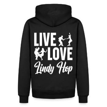 Lindy Hop Tänzer Swing Tanzpaar Swing Dance - Männer Premium Bio Hoodie - Schwarz - Hinten - Nico (187cm)