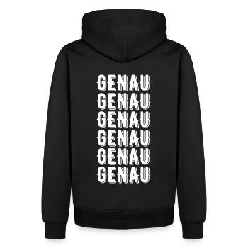 Genau Lustiger Spruch - Männer Premium Bio Hoodie - Schwarz - Hinten - Nico (187cm)