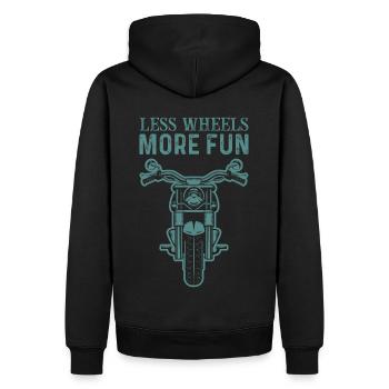 Moto disant moins de roues plus de plaisir - Sweat à capuche Premium bio Homme - noir - Dos - Nico (187cm)