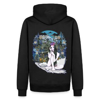 Elfe Fee Natur Fantasy Eierschale Wald Vintage - Männer Premium Bio Hoodie - Schwarz - Hinten - Nico (187cm)
