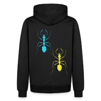 Ameise Retro Vintage 80er Insekten Ameisen 90er - Männer Premium Bio Hoodie - Schwarz - Hinten - Nico (187cm)