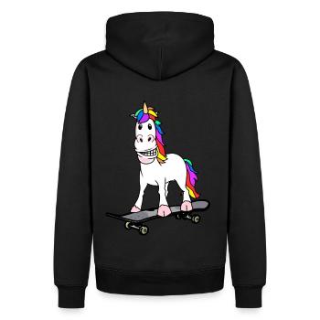 Licorne Skater Skateboard Ados Enfant - Sweat à capuche Premium bio Homme - noir - Dos - Nico (187cm)