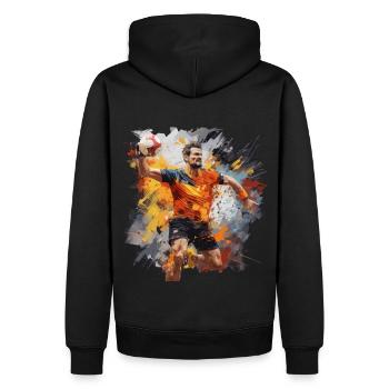 Handball. Joueur. Aquarelle. - Sweat à capuche Premium bio Homme - noir - Dos - Nico (187cm)