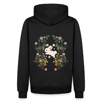 Rabbit, Rabbit, Rodent, Spring, Flowers, Nature - Men’s Premium Organic Hoodie - black - Back - Nico (187cm)