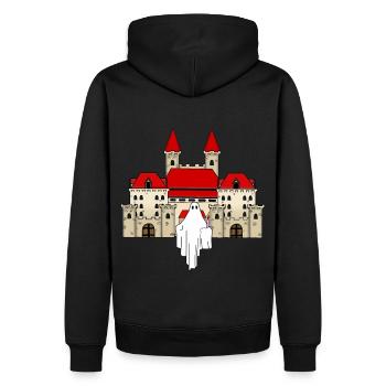 Schloss Geist Gespenst Spuk Mitternacht spuken - Männer Premium Bio Hoodie - Schwarz - Hinten - Nico (187cm)