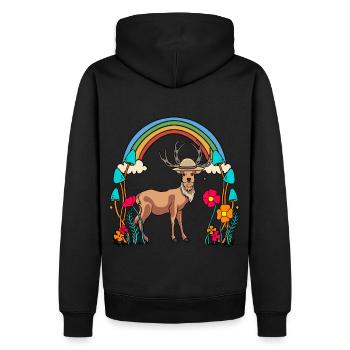 Deer, Nature, Wildlife, Fairytale, Child, Rainbow - Men’s Premium Organic Hoodie - black - Back - Nico (187cm)