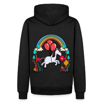 Regenbogen Pony Luftballons Geburtstag Geschenk - Männer Premium Bio Hoodie - Schwarz - Hinten - Nico (187cm)