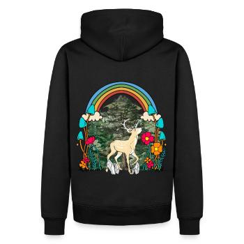 Waldtiere Waldbewohner Hirsch Rehbock Reh Kind - Männer Premium Bio Hoodie - Schwarz - Hinten - Nico (187cm)