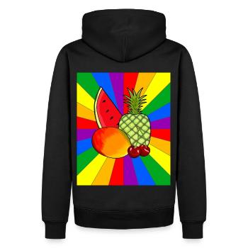 Regenbogen Sommer Früchte Obst Vegetarisch - Männer Premium Bio Hoodie - Schwarz - Hinten - Nico (187cm)
