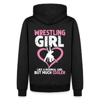 Wrestling Girl wie ein normales Girl, aber viel cooler - Männer Premium Bio Hoodie - Schwarz - Hinten - Nico (187cm)