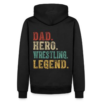 Papa Héros Lutteur Légende - Sweat à capuche Premium bio Homme - noir - Dos - Nico (187cm)