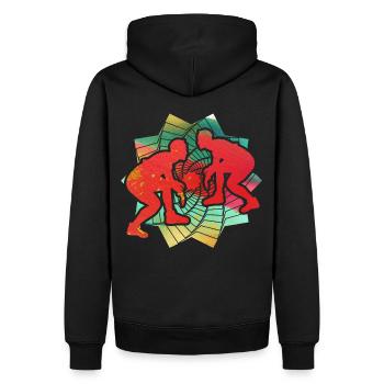 Lutte - Sweat à capuche Premium bio Homme - noir - Dos - Nico (187cm)