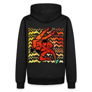 Lutte - Sweat à capuche Premium bio Homme - noir - Dos - Nico (187cm)