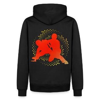 Lutte - Sweat à capuche Premium bio Homme - noir - Dos - Nico (187cm)