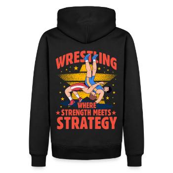 Wrestling, wo Stärke auf Strategie trifft - Männer Premium Bio Hoodie - Schwarz - Hinten - Nico (187cm)