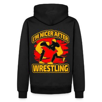 I'm nicer after Wrestling - Männer Premium Bio Hoodie - Schwarz - Hinten - Nico (187cm)