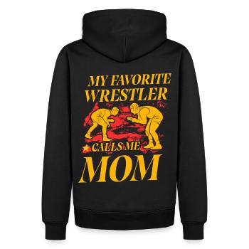Mon lutteur préféré m’appelle maman - Sweat à capuche Premium bio Homme - noir - Dos - Nico (187cm)