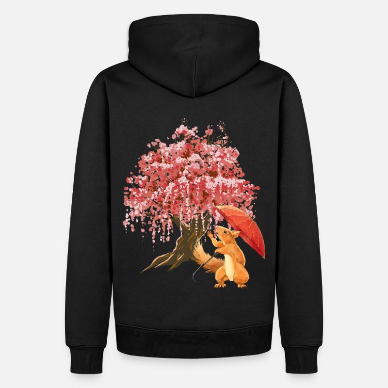 Eichhörnchen Regenschirm Wald - Männer Premium Bio Hoodie - Schwarz