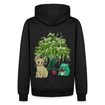 Grenouille, Chat, Nature, Amis - Sweat à capuche Premium bio Homme - noir - Dos - Nico (187cm)