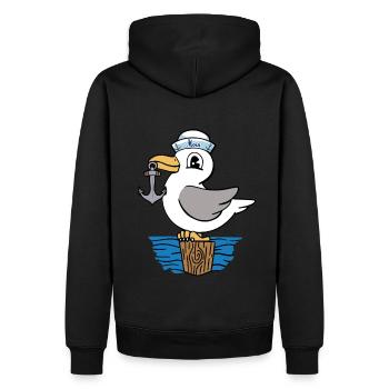 Möwe Anker maritim Matrose Seemann Kinder - Männer Premium Bio Hoodie - Schwarz - Hinten - Nico (187cm)