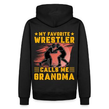My favorite Wrestler calls me Grandma - Männer Premium Bio Hoodie - Schwarz - Hinten - Nico (187cm)