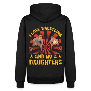 J’adore la lutte et mes 2 filles - Sweat à capuche Premium bio Homme - noir - Dos - Nico (187cm)