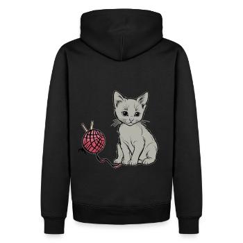 Cat Wool Play Domestic Cat Kitten - Men’s Premium Organic Hoodie - black - Back - Nico (187cm)