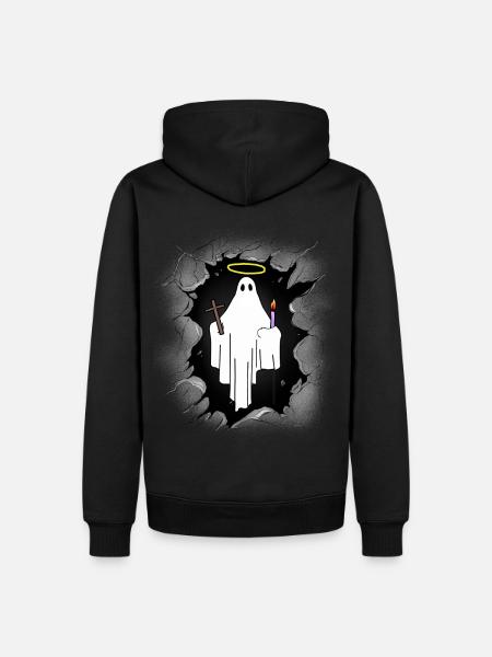 Minuit Saint- Fantôme Halloween Effrayant - Sweat à capuche Premium bio Homme - noir