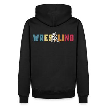 Lutte - Sweat à capuche Premium bio Homme - noir - Dos - Nico (187cm)