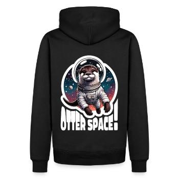 Otter Space Astronaut Weltall Otter Seeotter - Männer Premium Bio Hoodie - Schwarz - Hinten - Nico (187cm)