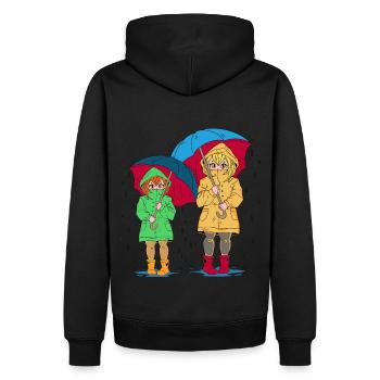 Fille, Frère Ou Sœur, Soeur, Parapluie - Sweat à capuche Premium bio Homme - noir - Dos - Nico (187cm)