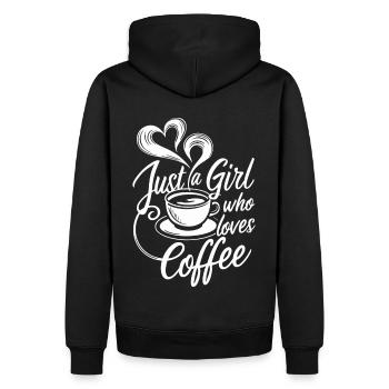 Juste une fille qui aime le café Amateur de café - Sweat à capuche Premium bio Homme - noir - Dos - Nico (187cm)