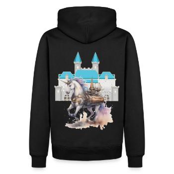 Château Licornes Chevaux Cheval Conte de fées Créature mythique - Sweat à capuche Premium bio Homme - noir - Dos - Nico (187cm)