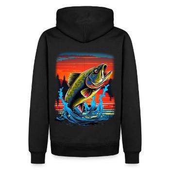 Barsch-Fisch - Männer Premium Bio Hoodie - Schwarz - Hinten - Nico (187cm)