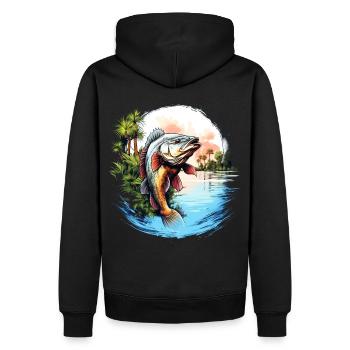 Barsch-Fisch - Männer Premium Bio Hoodie - Schwarz - Hinten - Nico (187cm)