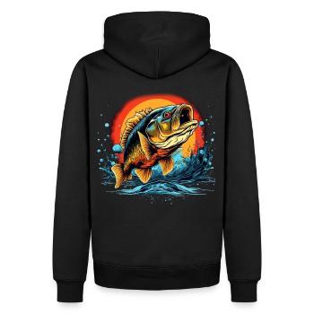 Poisson bar - Sweat à capuche Premium bio Homme - noir - Dos - Nico (187cm)