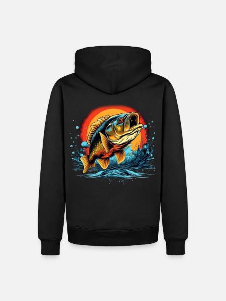 Bassfisch - Männer Premium Bio Hoodie - Schwarz