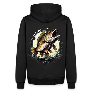 Barsch-Fisch - Männer Premium Bio Hoodie - Schwarz - Hinten - Nico (187cm)