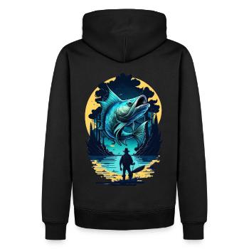 Barsch-Fisch - Männer Premium Bio Hoodie - Schwarz - Hinten - Nico (187cm)